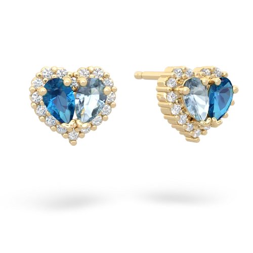 london topaz-aquamarine halo-heart earrings