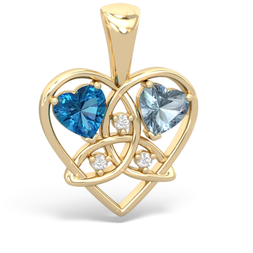 london topaz-aquamarine celtic heart pendant