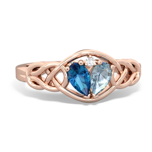 london topaz-aquamarine celtic knot ring