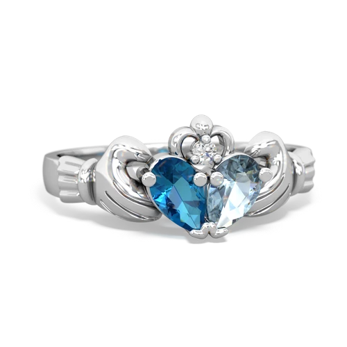 london topaz-aquamarine claddagh ring