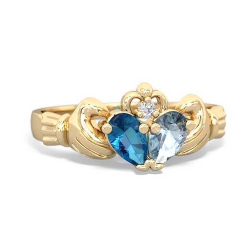 london topaz-aquamarine claddagh ring