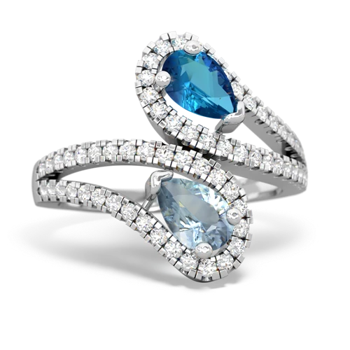 london topaz-aquamarine pave swirls ring