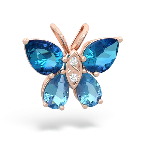 london topaz-blue topaz butterfly pendant