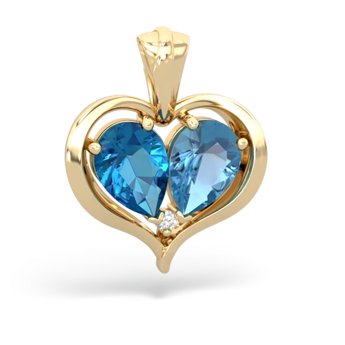 london topaz-blue topaz half heart whole pendant