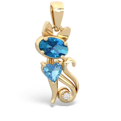 london topaz-blue topaz kitten pendant