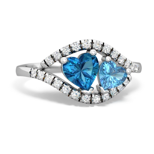 london topaz-blue topaz mother child ring