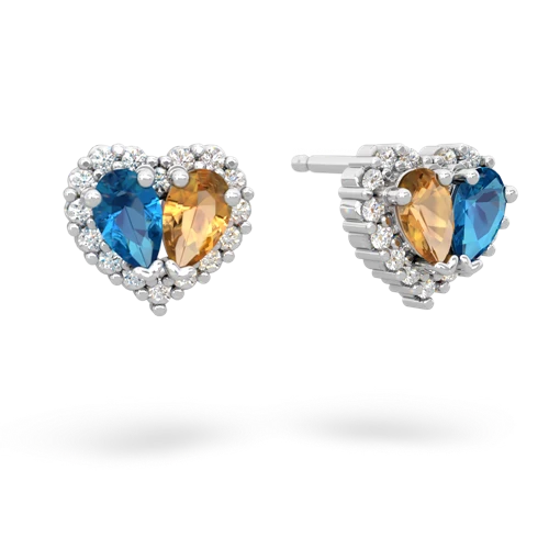 london topaz-citrine halo-heart earrings