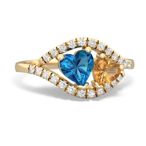 london topaz-citrine mother child ring