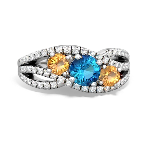 london topaz-citrine three stone pave ring