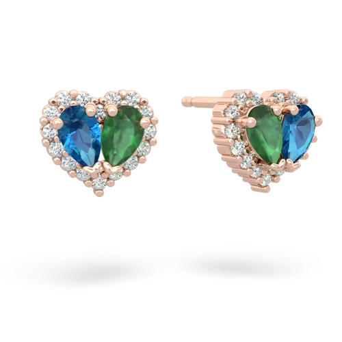 london topaz-emerald halo-heart earrings