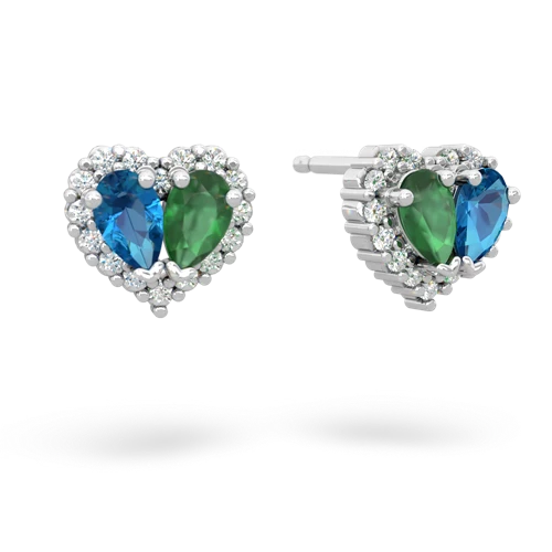 london topaz-emerald halo-heart earrings