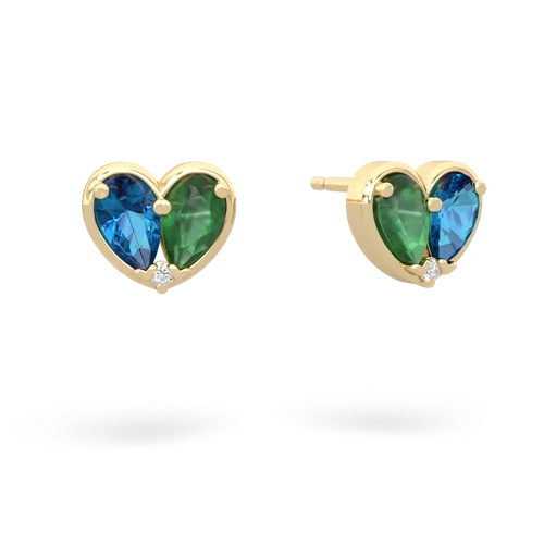 london topaz-emerald one heart earrings