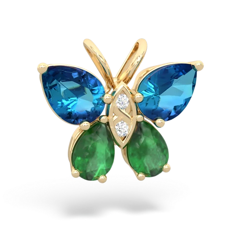 london topaz-emerald butterfly pendant