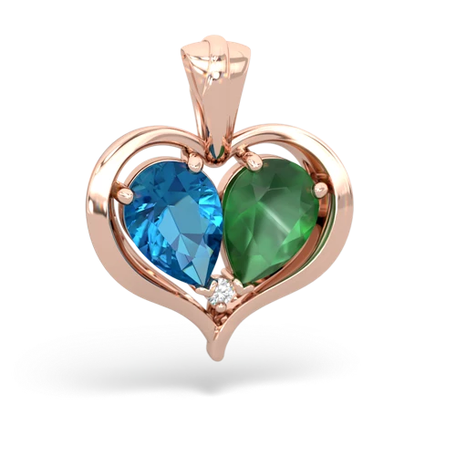 london topaz-emerald half heart whole pendant