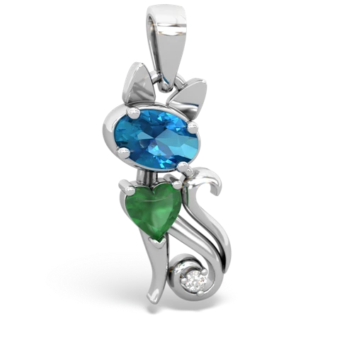 london topaz-emerald kitten pendant