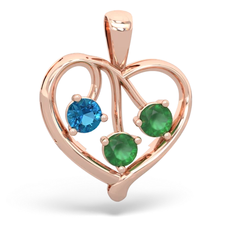 london topaz-emerald love heart pendant