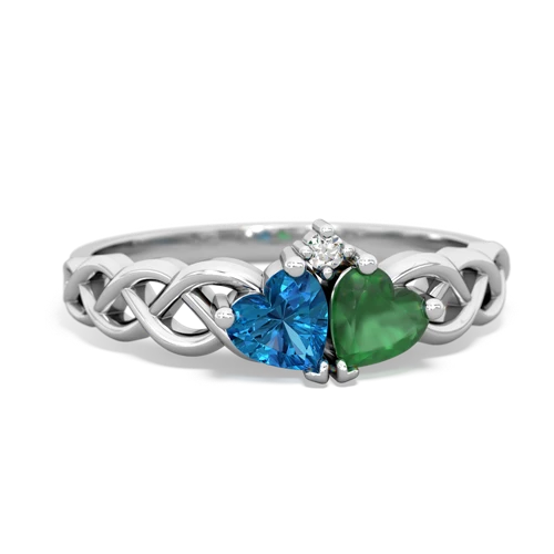 london topaz-emerald celtic braid ring