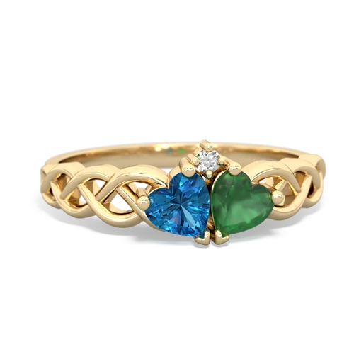 london topaz-emerald celtic braid ring