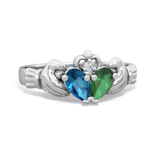 london topaz-emerald claddagh ring