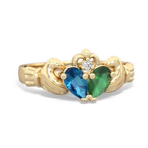 london topaz-emerald claddagh ring