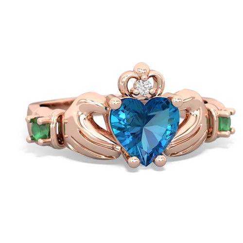 london topaz-emerald claddagh ring