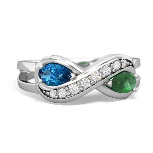 london topaz-emerald diamond infinity ring