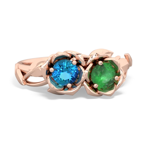 london topaz-emerald roses ring