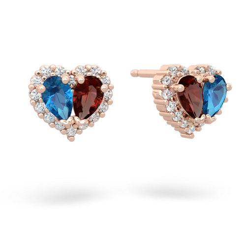 london topaz-garnet halo-heart earrings