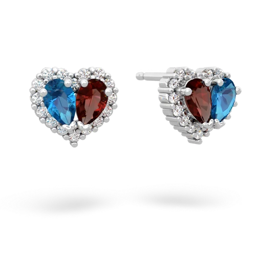 london topaz-garnet halo-heart earrings