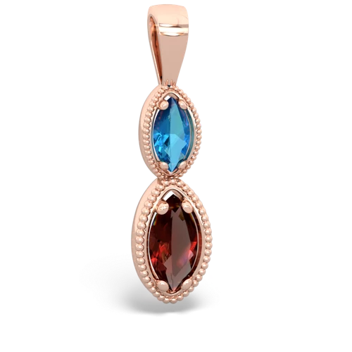 london topaz-garnet antique milgrain pendant