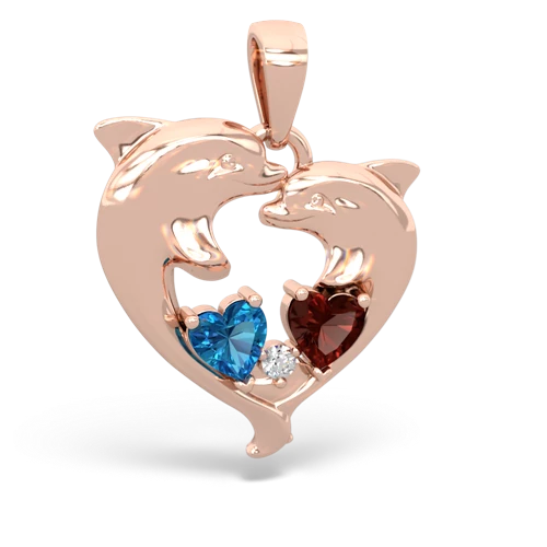 london topaz-garnet dolphins pendant