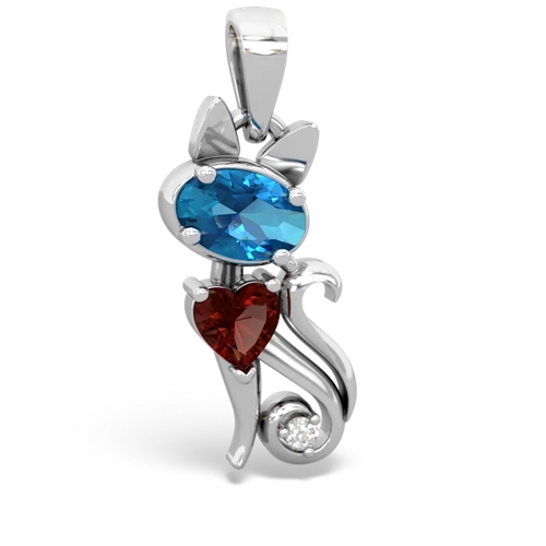 london topaz-garnet kitten pendant