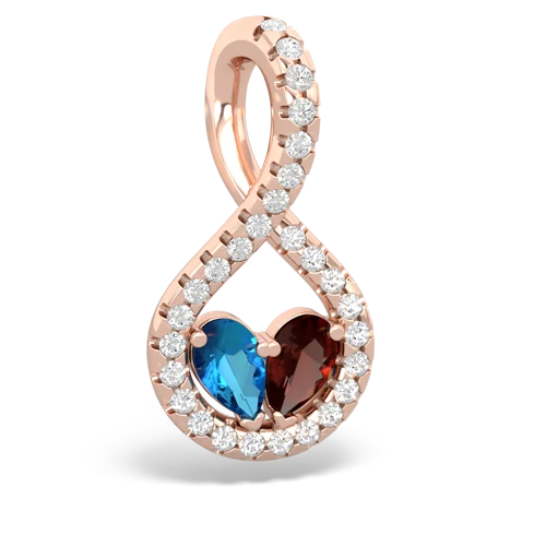 london topaz-garnet pave twist pendant