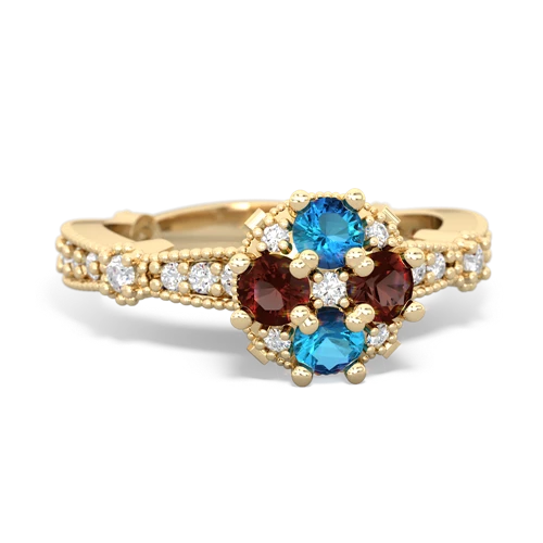 london topaz-garnet art deco engagement ring