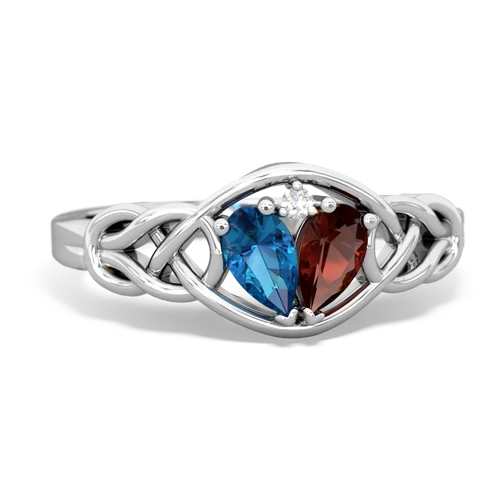 london topaz-garnet celtic knot ring