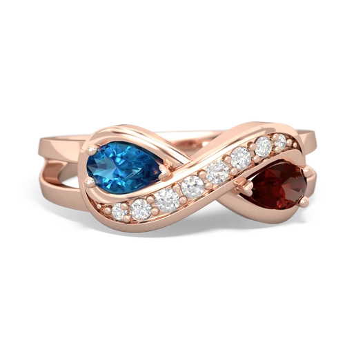 london topaz-garnet diamond infinity ring