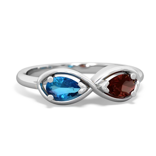 london topaz-garnet infinity ring