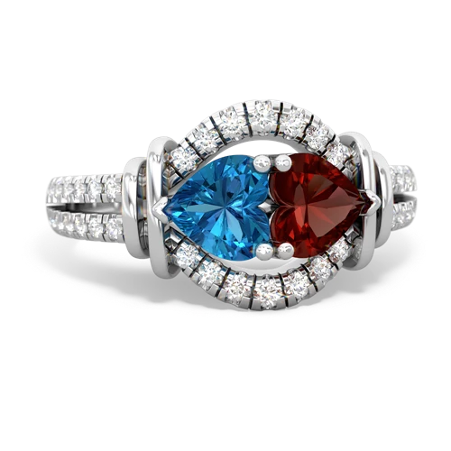 london topaz-garnet pave keepsake ring