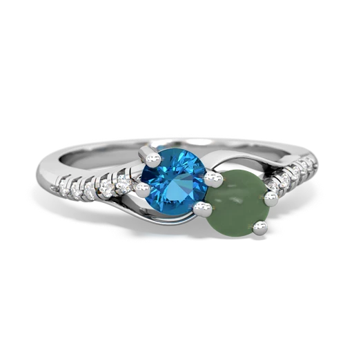 london topaz-jade two stone infinity ring