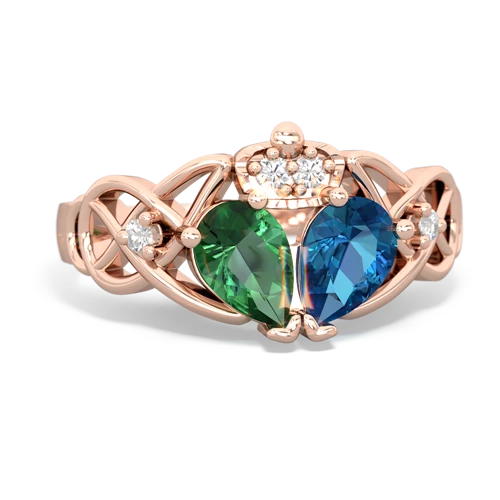 london topaz-lab emerald claddagh ring