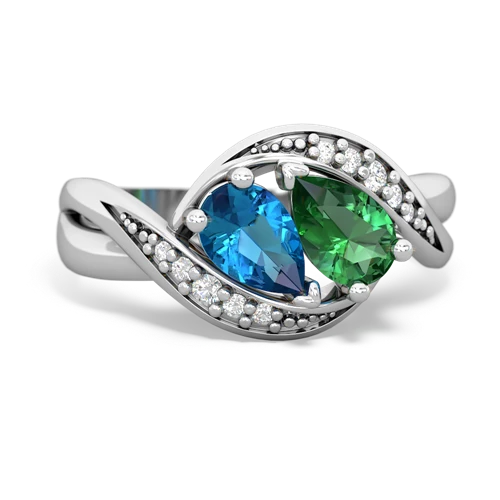 london topaz-lab emerald keepsake curls ring