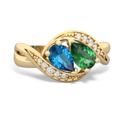 london topaz-lab emerald keepsake curls ring