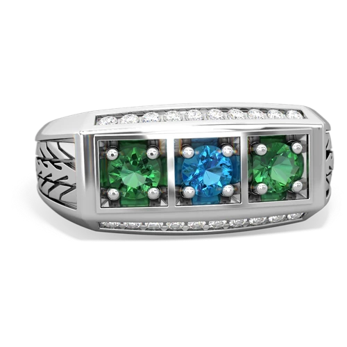 london topaz-lab emerald three stone ring