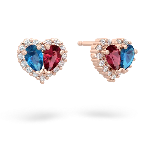 london topaz-lab ruby halo-heart earrings