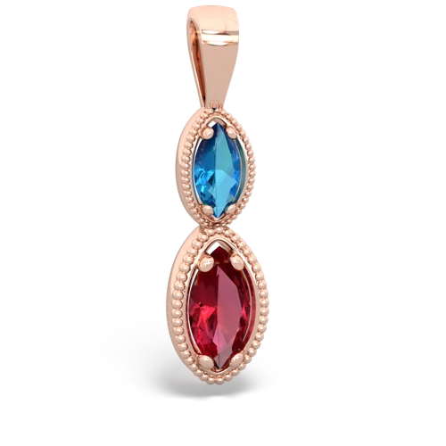 london topaz-lab ruby antique milgrain pendant