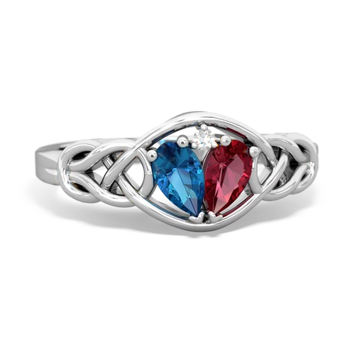 london topaz-lab ruby celtic knot ring