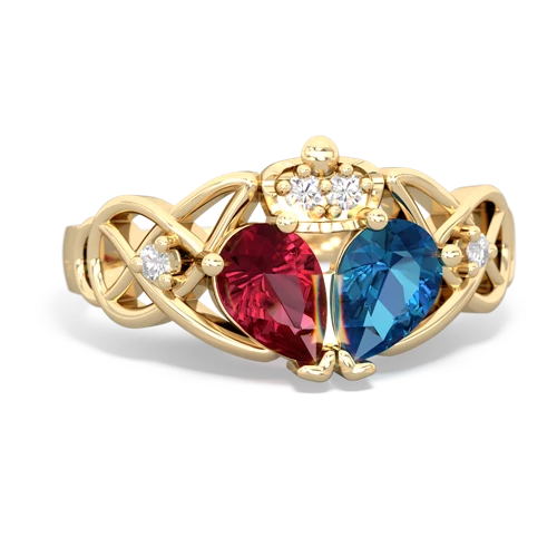 london topaz-lab ruby claddagh ring