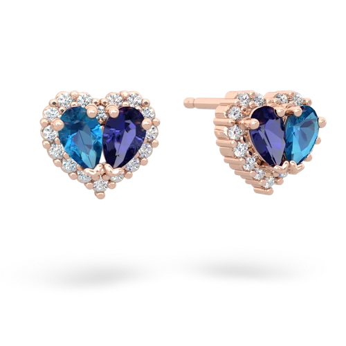 london topaz-lab sapphire halo-heart earrings