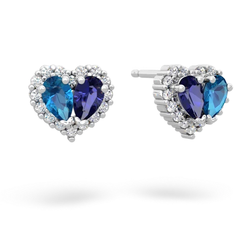 london topaz-lab sapphire halo-heart earrings