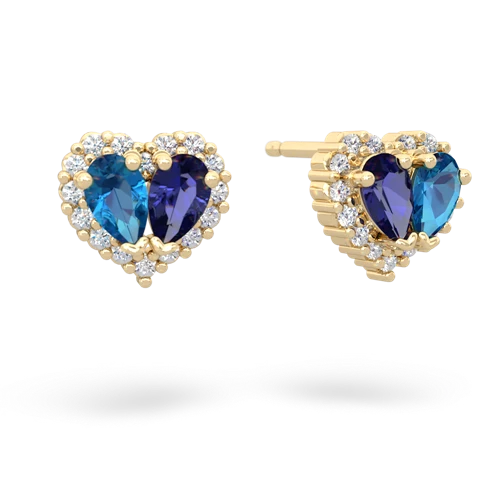 london topaz-lab sapphire halo-heart earrings